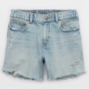 AERIE Daydream Light Blue Mid Rise Cut Off Denim Jean Shorts Size XL 14 16 NEW